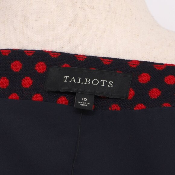 NWT TALBOTS Wool Blend Polka Dot Pencil Skirt in Navy & Red Size 10 - Picture 6 of 8